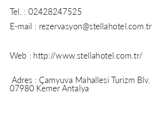 Stella Hotel Kemer iletiim bilgileri